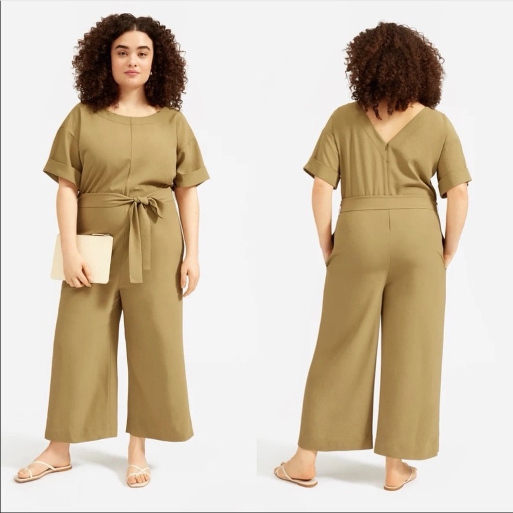 Everlane Khaki Tie-Waist Jumpsuit